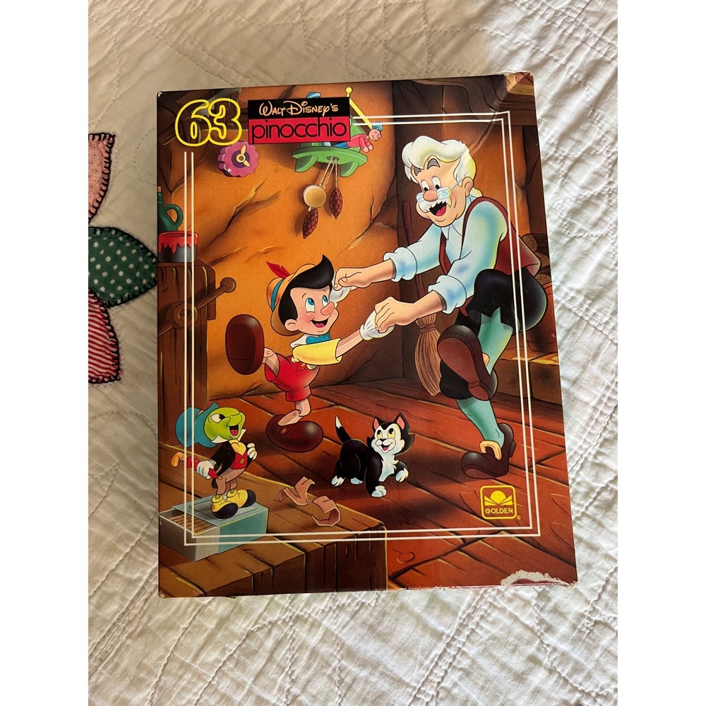 Vintage Walt Disney Pinocchio 63 Piece Jigsaw Puzzle Golden 5462B-1 Geppetto